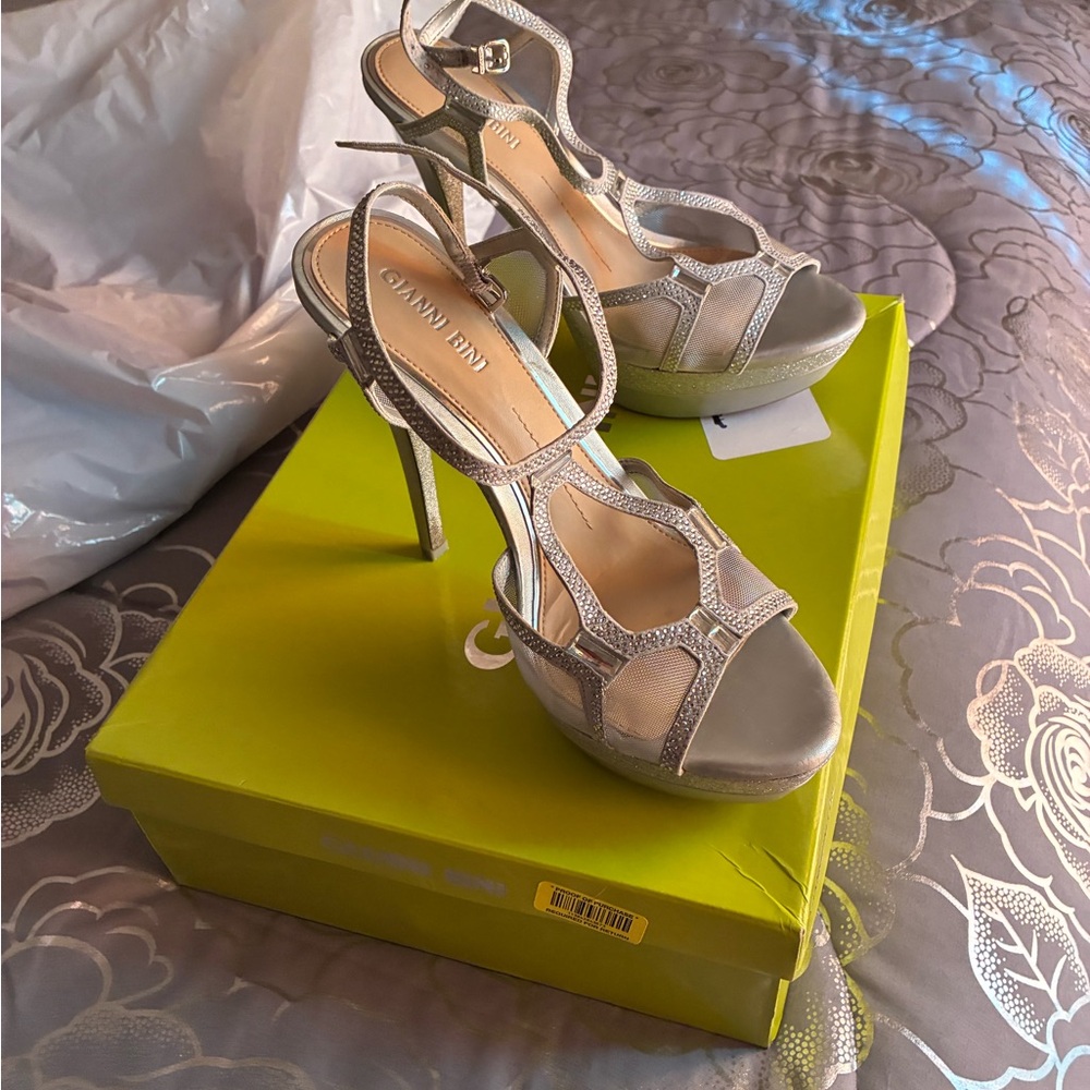 Gianni Bini Metallic Strappy Heels